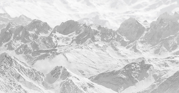 Black and white image of a mountain range