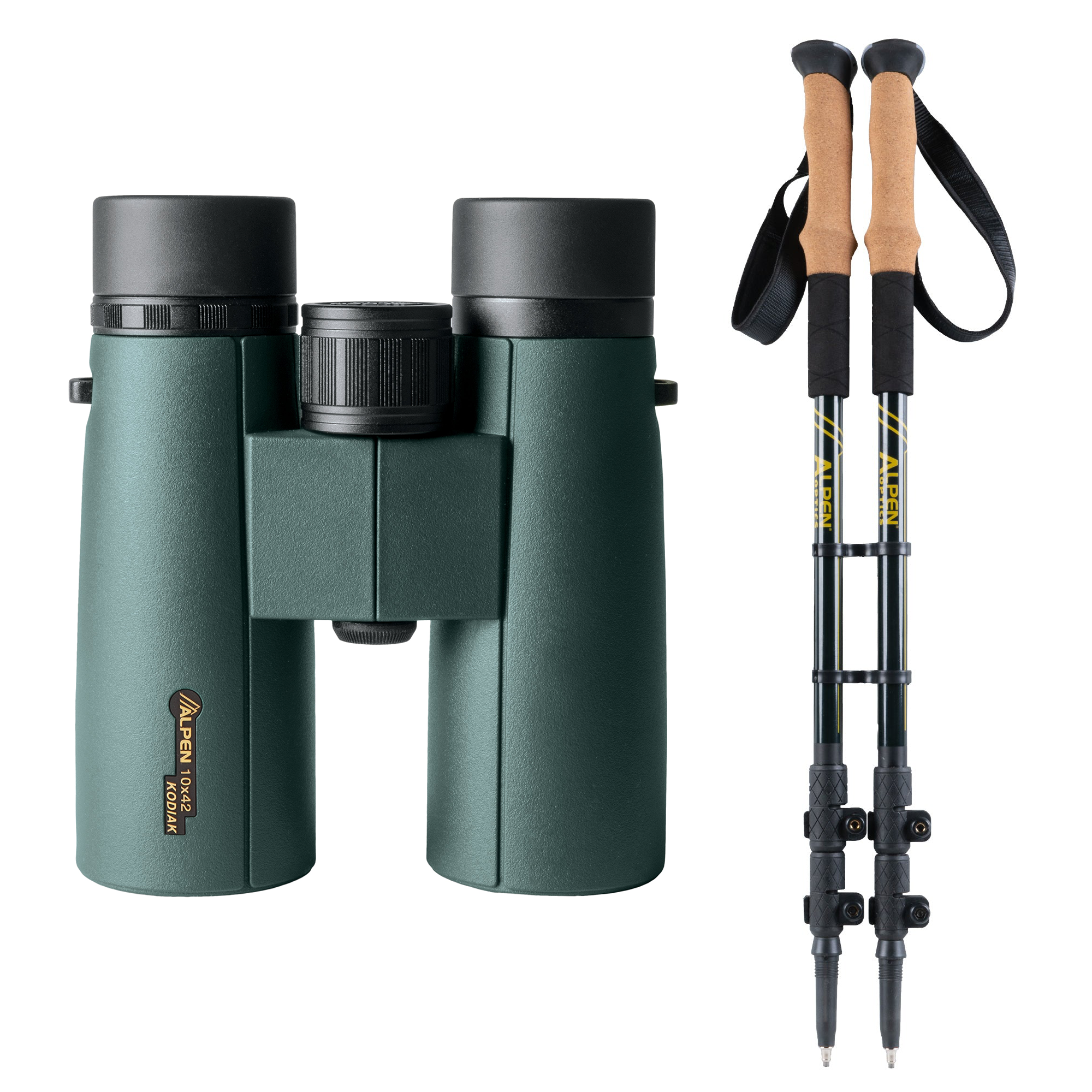Kodiak 10x42 Binoculars + Carbon Trekking Poles Set (Bundle)
